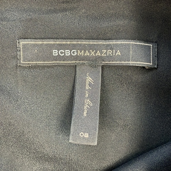 BCBGMaxAzria Alessandra Peplum Abstract Mini Dress Black Multi Sleeveless Sz 8 - Picture 11 of 16